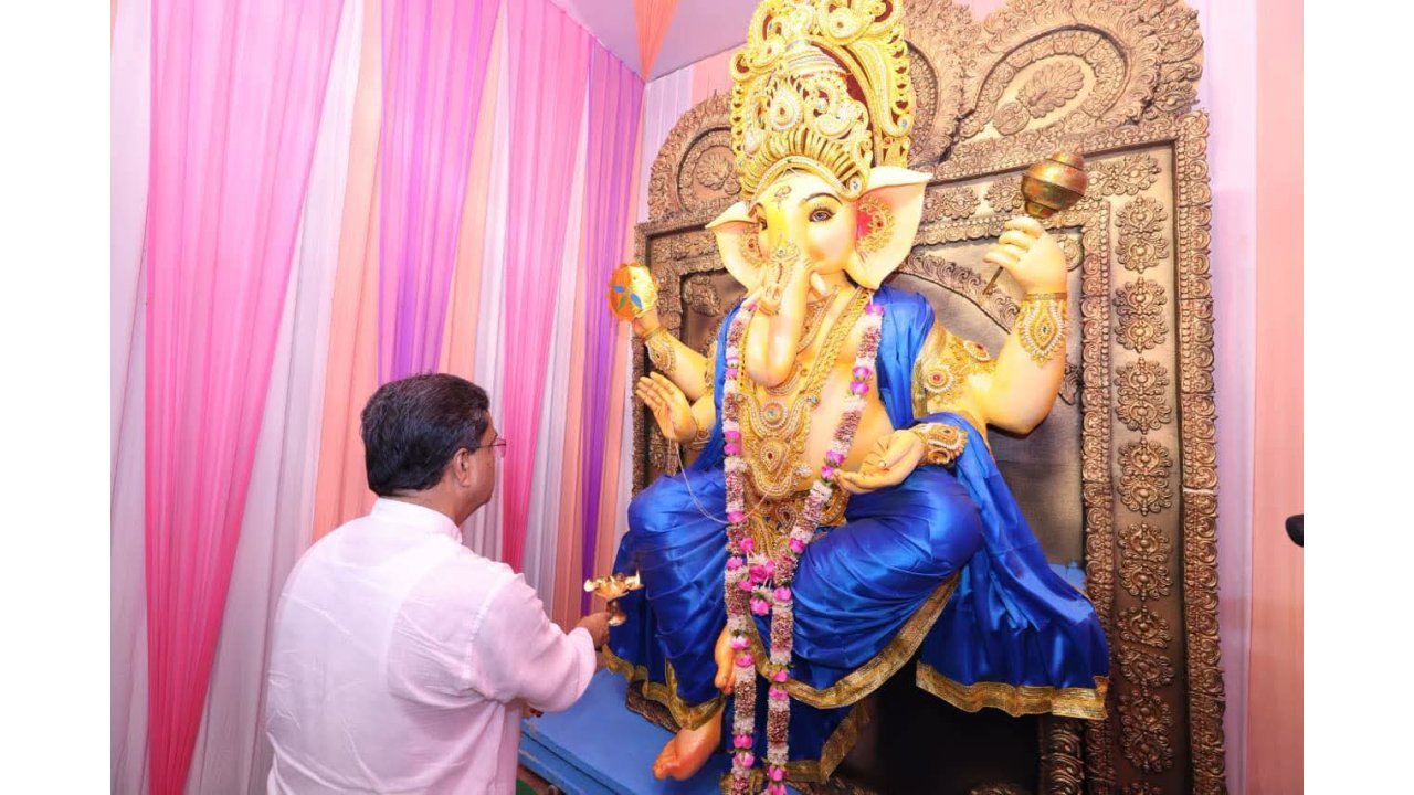 Tripura Chief Minister Manik Saha inaugurates a  Ganesh Puja pandal in Agartala